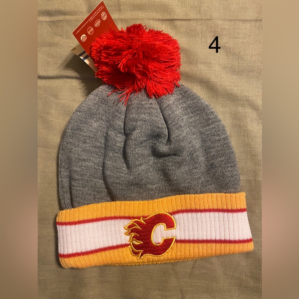 Calgary Flames  beanie cap, Snow Hat, Knit, Toboggan, Toque Hat Cuff Bottom